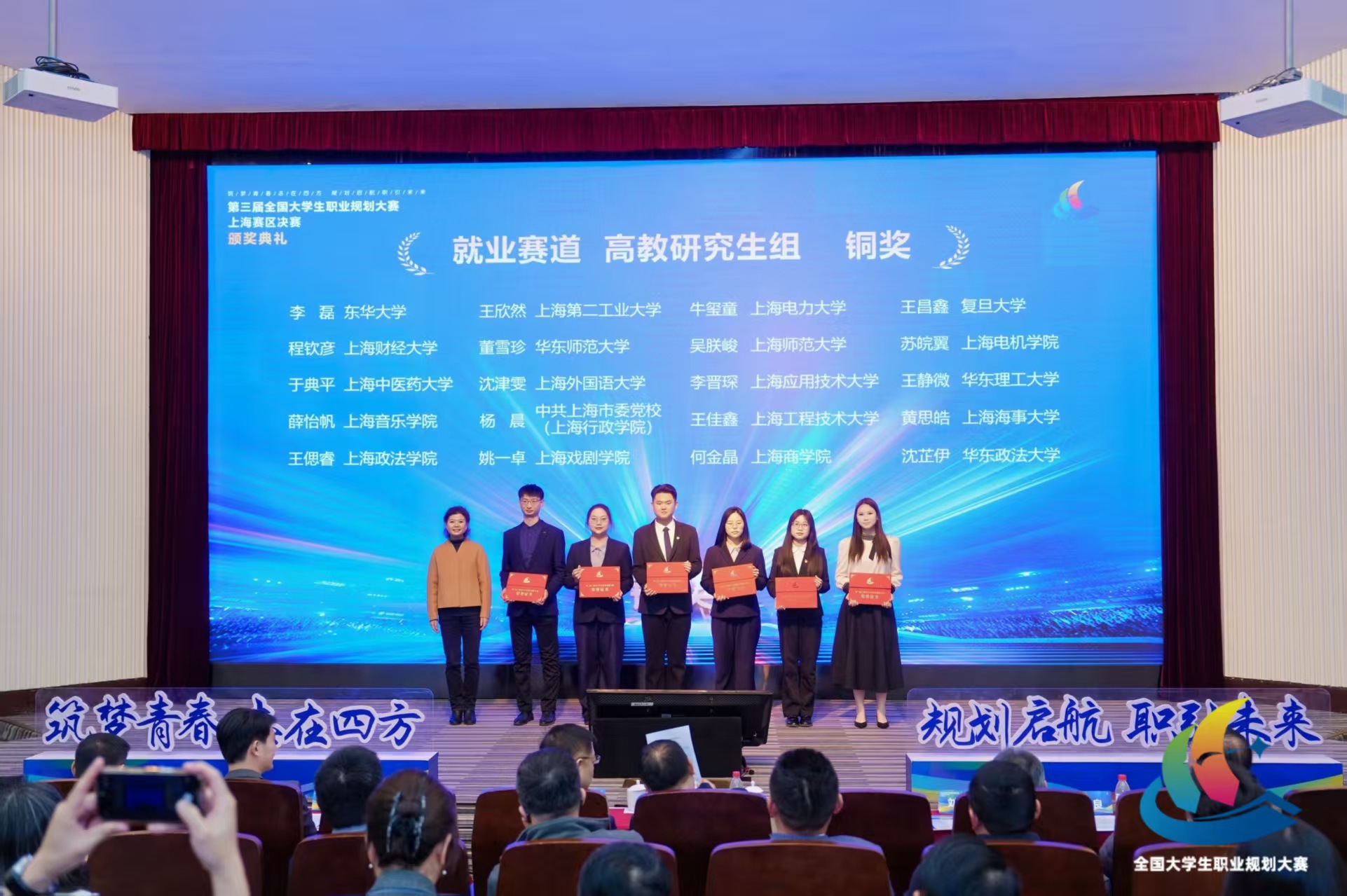 何金晶同学领奖现场（右三）